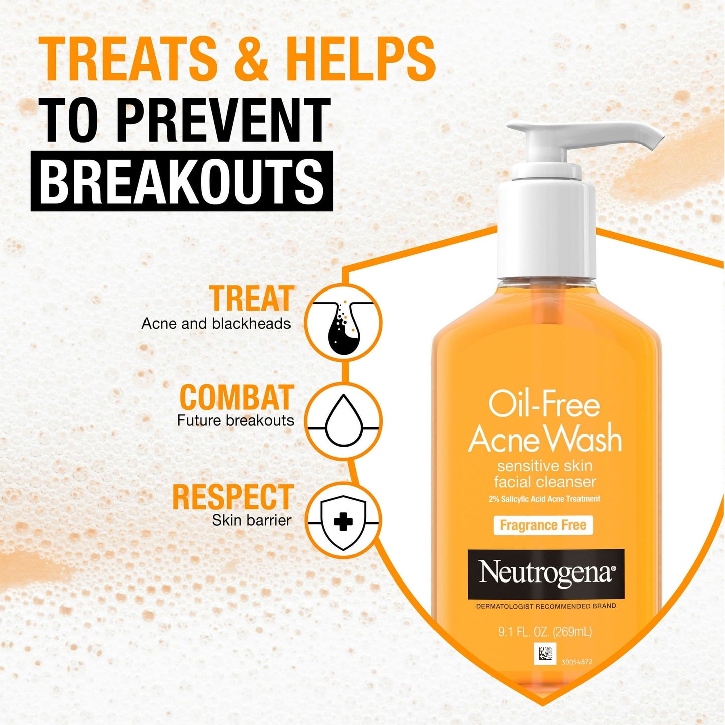 Neutrogena Oil-Free Acne Fighting Fragrance-Free Face Wash, 9.1 fl. oz