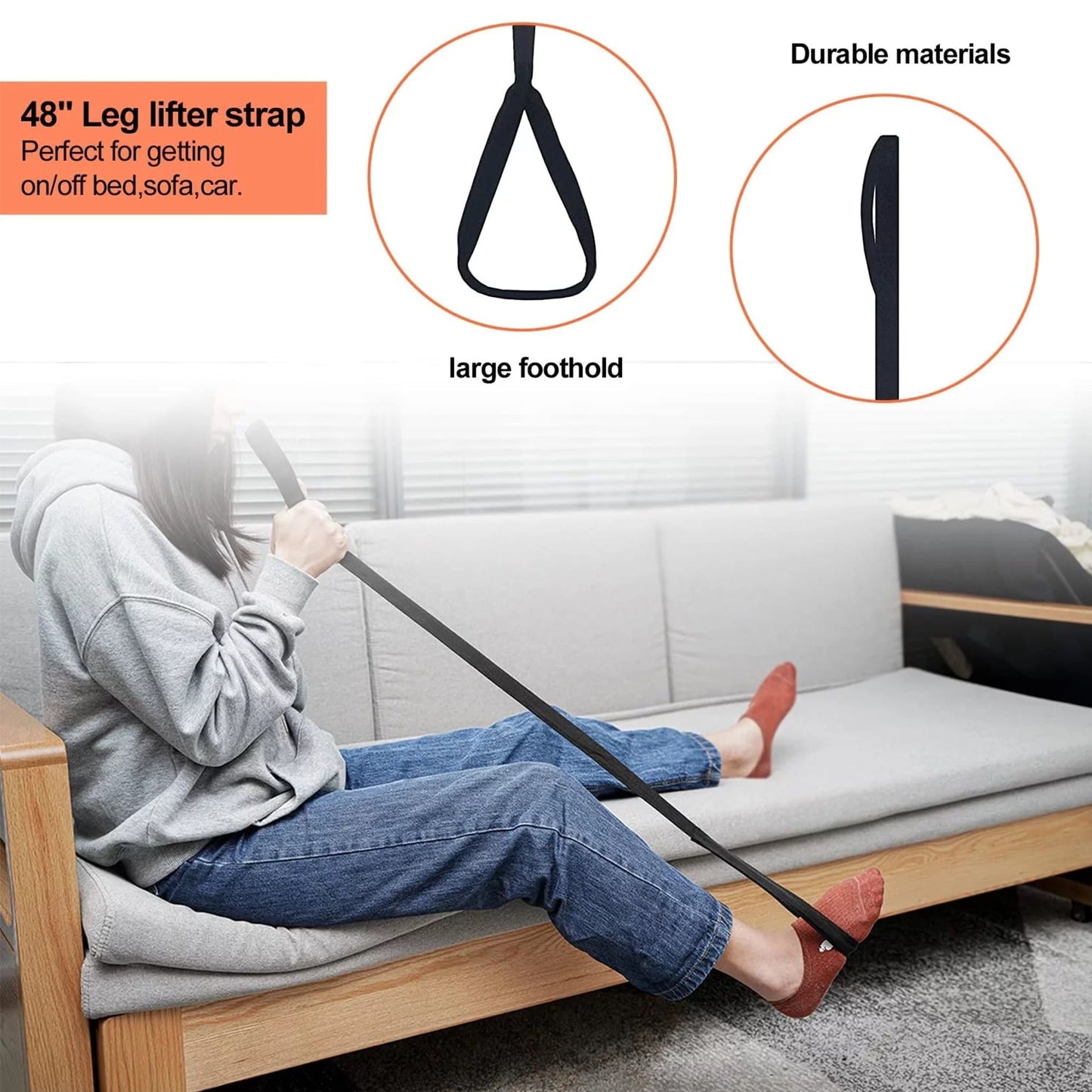 KEKOY Leg Lifter Strap, Rigid Foot Loop, Mobility Aid for Hip & Knee Replacement, Wheelchair, Handicap, Disability, 40.5" Long EasyOptionXY LLC