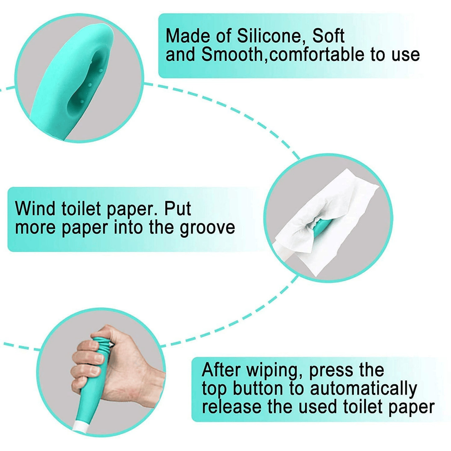 Toilet Aid Wiper, Bathroom Self Assist Tool with Long Handle, Toilet Tissue Assistance Wand Concenient for Mobility Handicap, 15.7 inch EasyOptionXY LLC