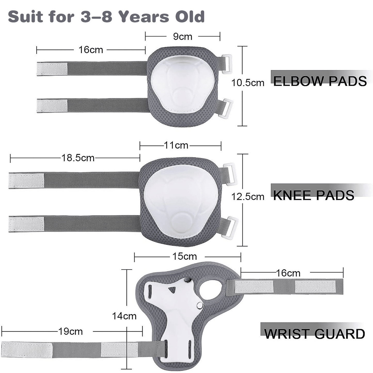 Kids Guards Protective Gear for 3-8 Years Toddlers, Gray Knee Pads Elbow Pads with Wrist 3 in 1 Sports Gear Set for Bike, Cycling, Roller Skating, Skateboard EasyOptionXY LLC