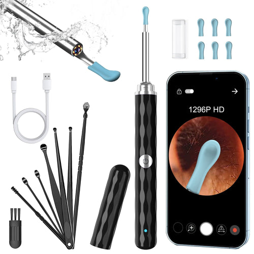KEKOY Ear Cleaning Kit Remove Wax, Ear Camera with 1296P and 6 LED Lights, Upgrade Ear Cleaner with 10 Ear Pick, Ear Wax Removal Kit for iOS and Android, Silver EasyOptionXY LLC