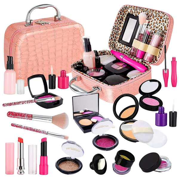 21 Pcs Pretend Makeup Kit for Toddlers, Girls Pretend Play Makeup Set with Cosmetic Bag, Pretend Play Set Cosmetics Toy for Kids Age 3, 4, 5 (Fake Makeup) EasyOptionXY LLC