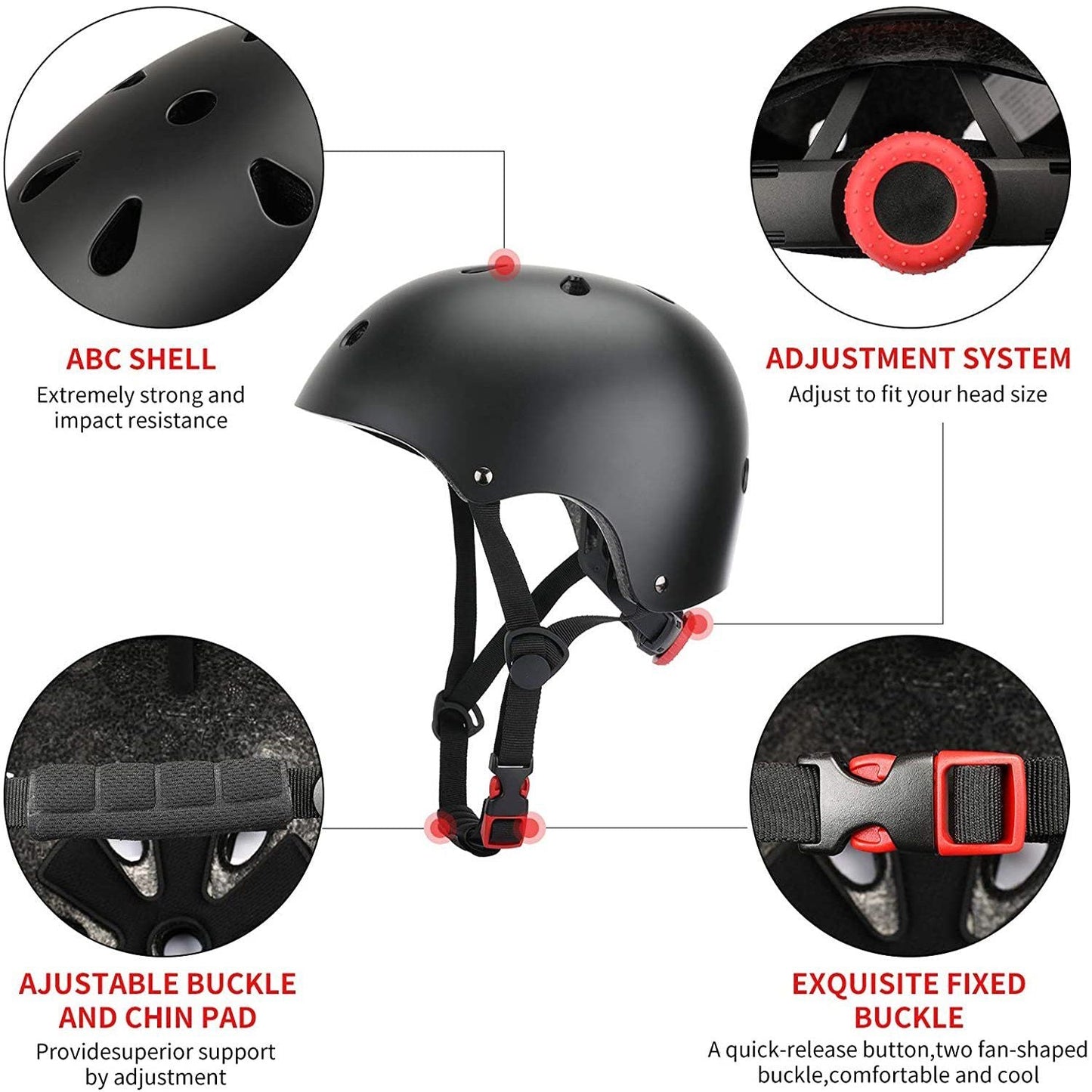 Adjustable Kids Helmet Set, Protective Gear Set with Knee Pads and Elbow Wrist Guards for 3~10yrs Girls Boys Bike Roller Skating Cycling Scooter, Black EasyOptionXY LLC