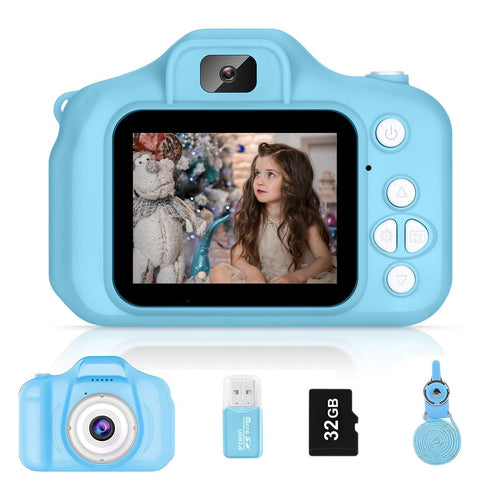 Kids Camera Toys, Digital Camera with 32GB SD Card, Toddler Camera Christmas Birthday Gifts for 3-10 Year Old Boys Girls Toys, Blue EasyOptionXY LLC