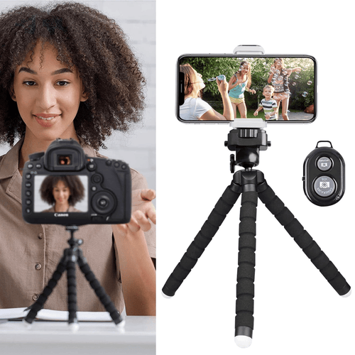 Cell Phone Tripod with Wireless Remote, Flexible Camera Tripod with Wireless Remote for iPhone, Samsung, Smartphone Stand for iPhone, Go Pro, Digital Action Camera EasyOptionXY LLC