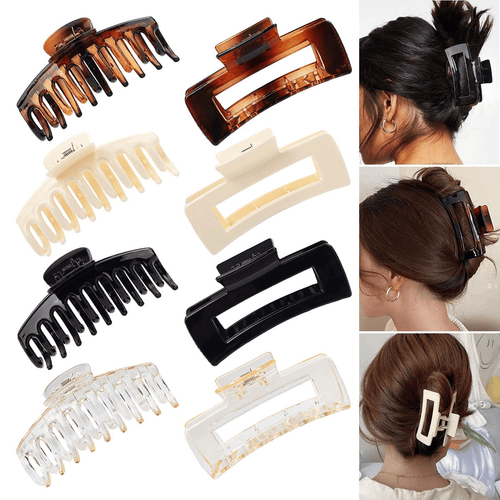 Large Hair Claw Clips for Women and Girls, 8 Pack 4.3" Hair Clips for Thick Hair & Thin Hair, Strong Hold Matte Claw Hair Clips Hair Styling Accessories, 4 Color EasyOptionXY LLC