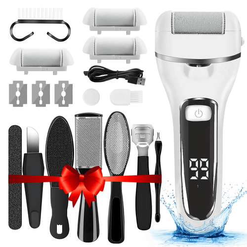 Electric Callus Remover for Feet, Rechargeable Hard Skin Remover Pedicure Tools, 13 in 1 Electric Callous Remover Kit for Cracked Heels, White EasyOptionXY LLC