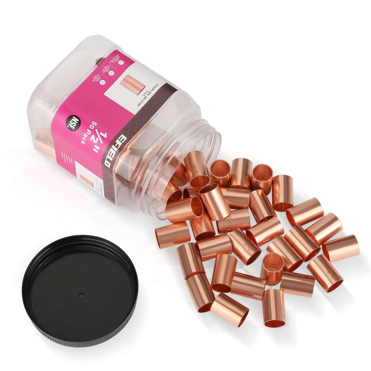 30 Pcs 1/2" Copper Coupling, No Stop at Wholesale Price
