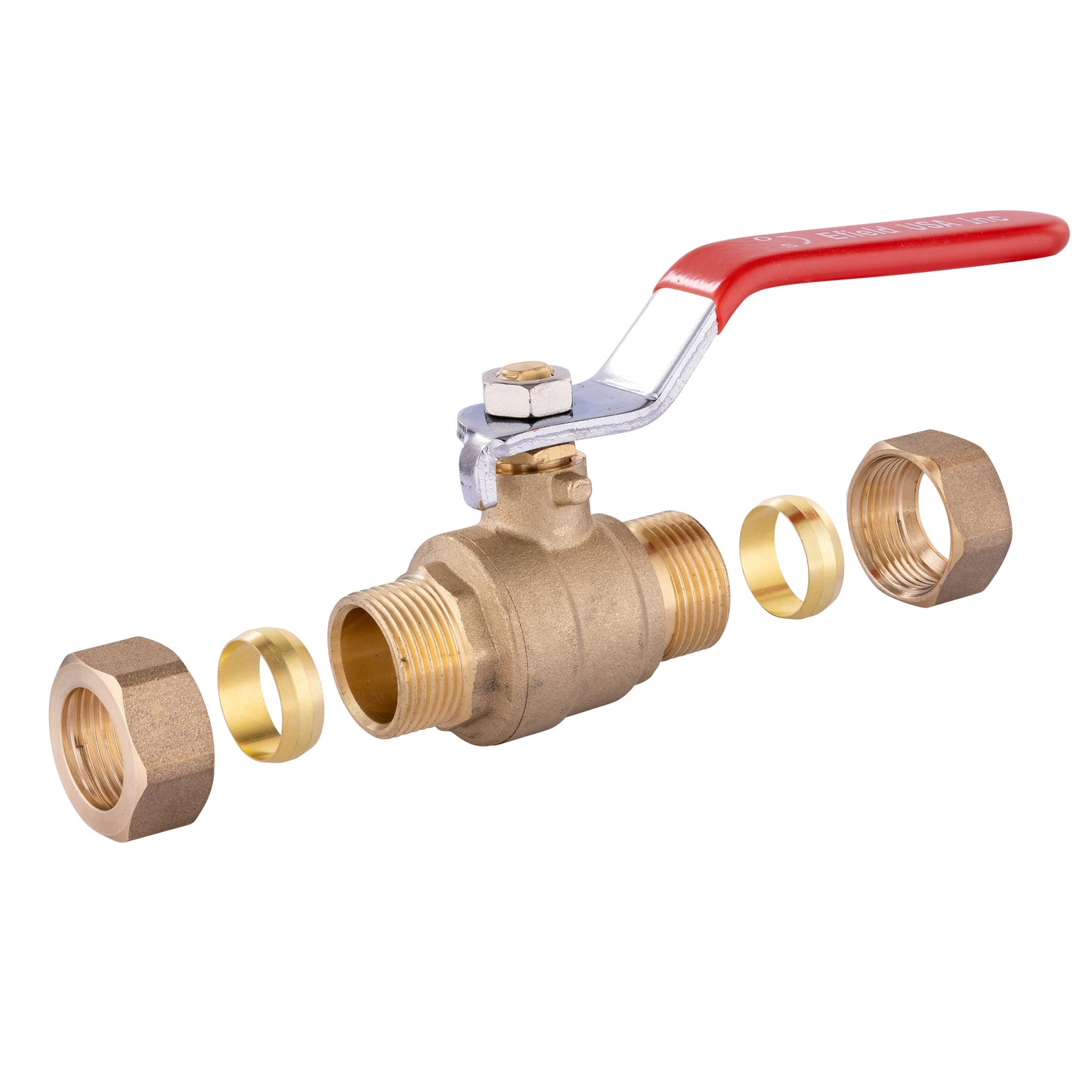 1/2" Compression Ball Valve, Red (Lead Free)
