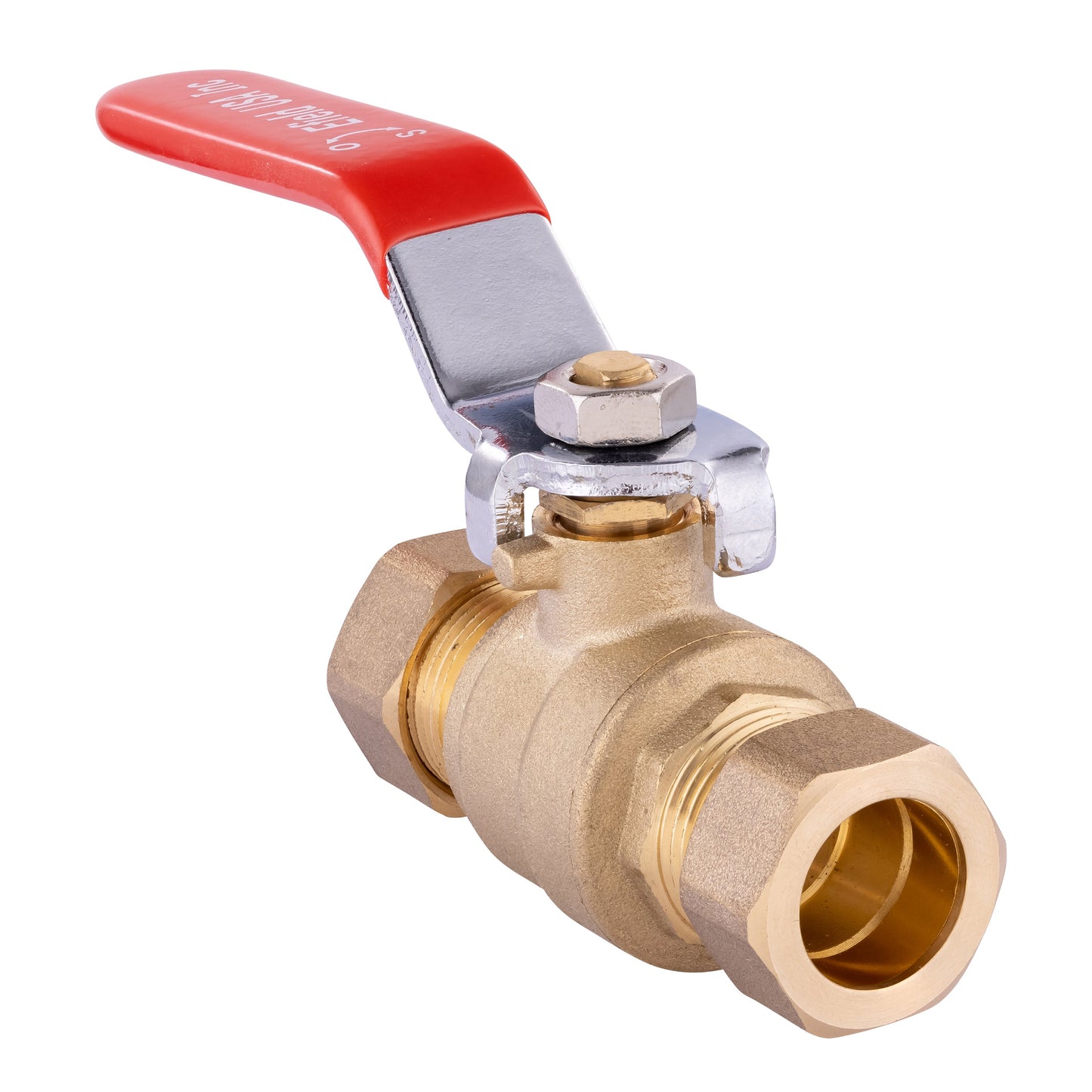 1/2" Compression Ball Valve, Red (Lead Free)