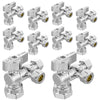 10 Pcs 1/2" FIP x 3/8" OD Compr. x 3/8" OD Compr. Split Angle Stop Valve, 1/4 Turn (Lead Free) Plumbingsell