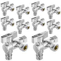 10 Pcs 1/2" Pex-a Expansion (F1960) Inlet x 3/8" OD Compr. x 3/8" OD Compr. Split, Angle Stop Valve, Quarter Turn (Lead Free) Plumbingsell