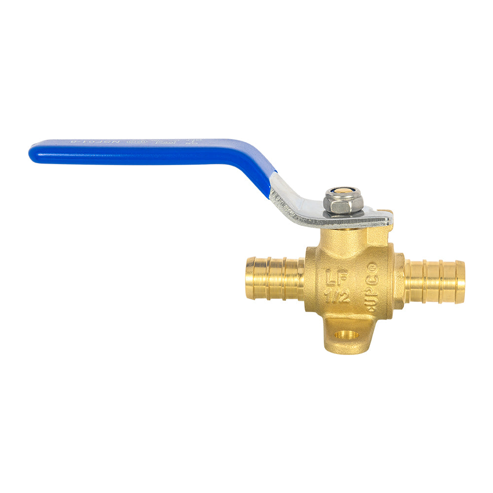 10 Pcs 3/4" PEX Crimp Drop Ear Ball Valve, Blue (Lead Free)