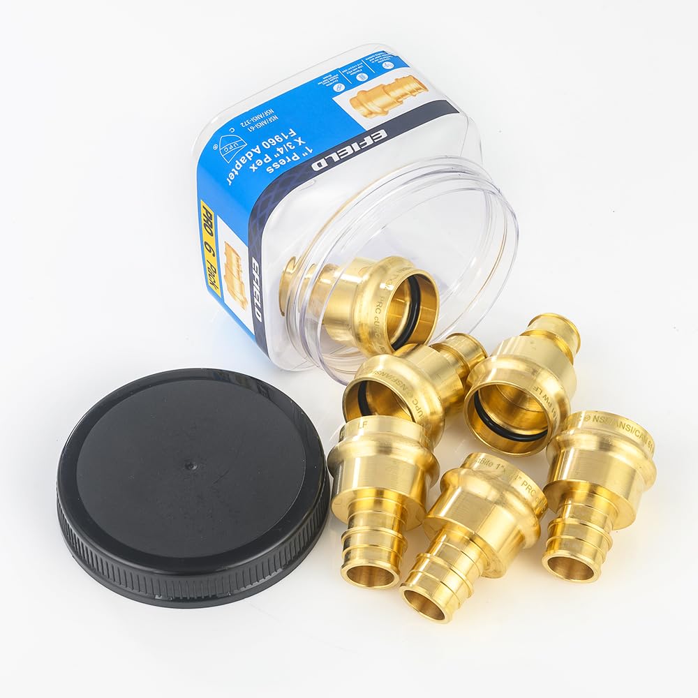 Pro 6-Pack 1" Press x 3/4" PEX Expansion Brass Adapter (Lead Free)