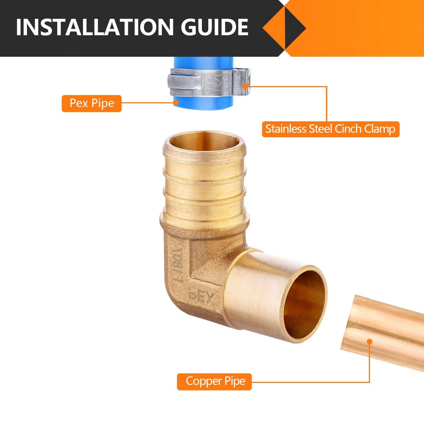 PEX-B Crimp 3/4" PEX x 3/4" Male Copper Sweat Elbow (Lead Free)