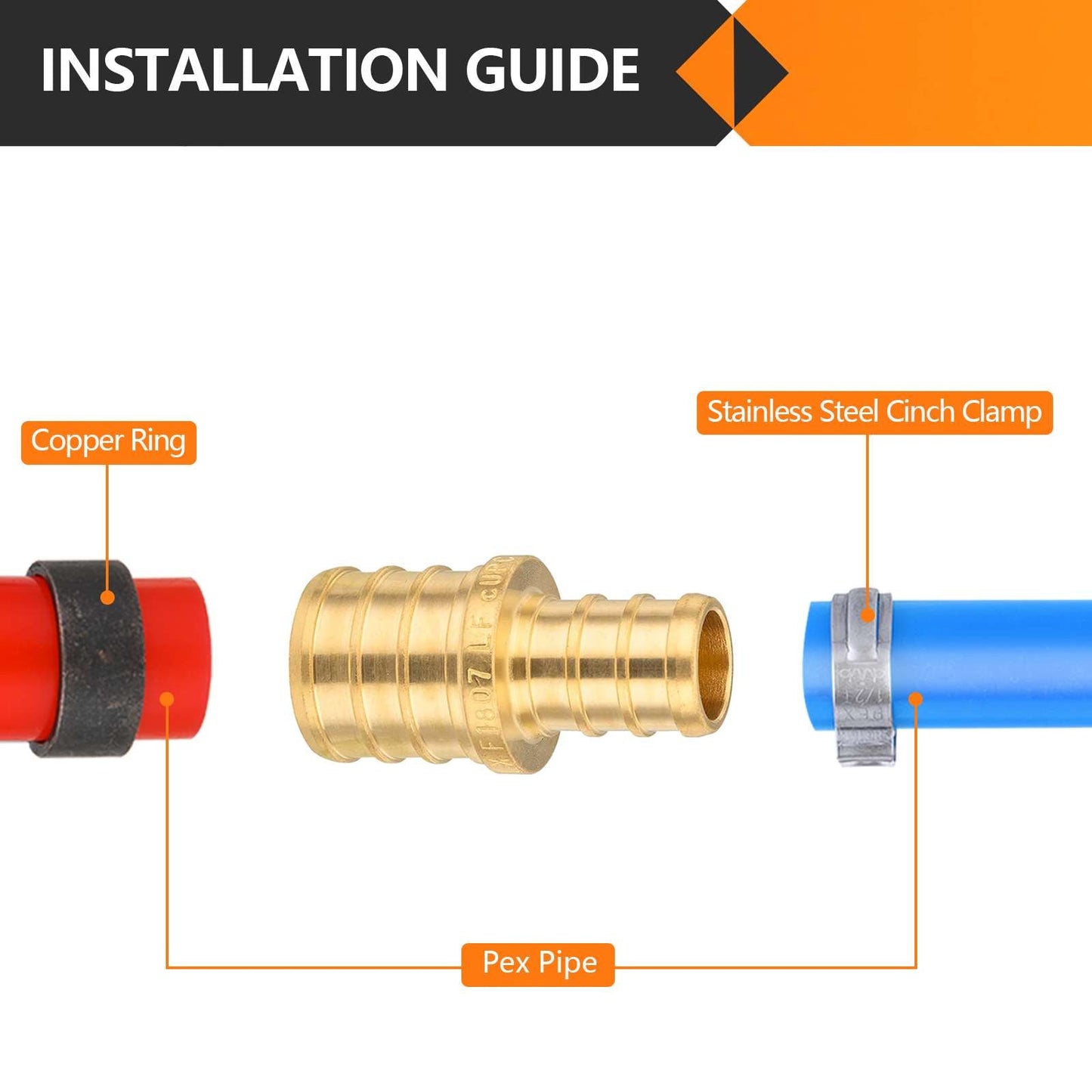 PEX-B Crimp 3/4" PEX x 1/2" PEX Coupling (Lead Free)