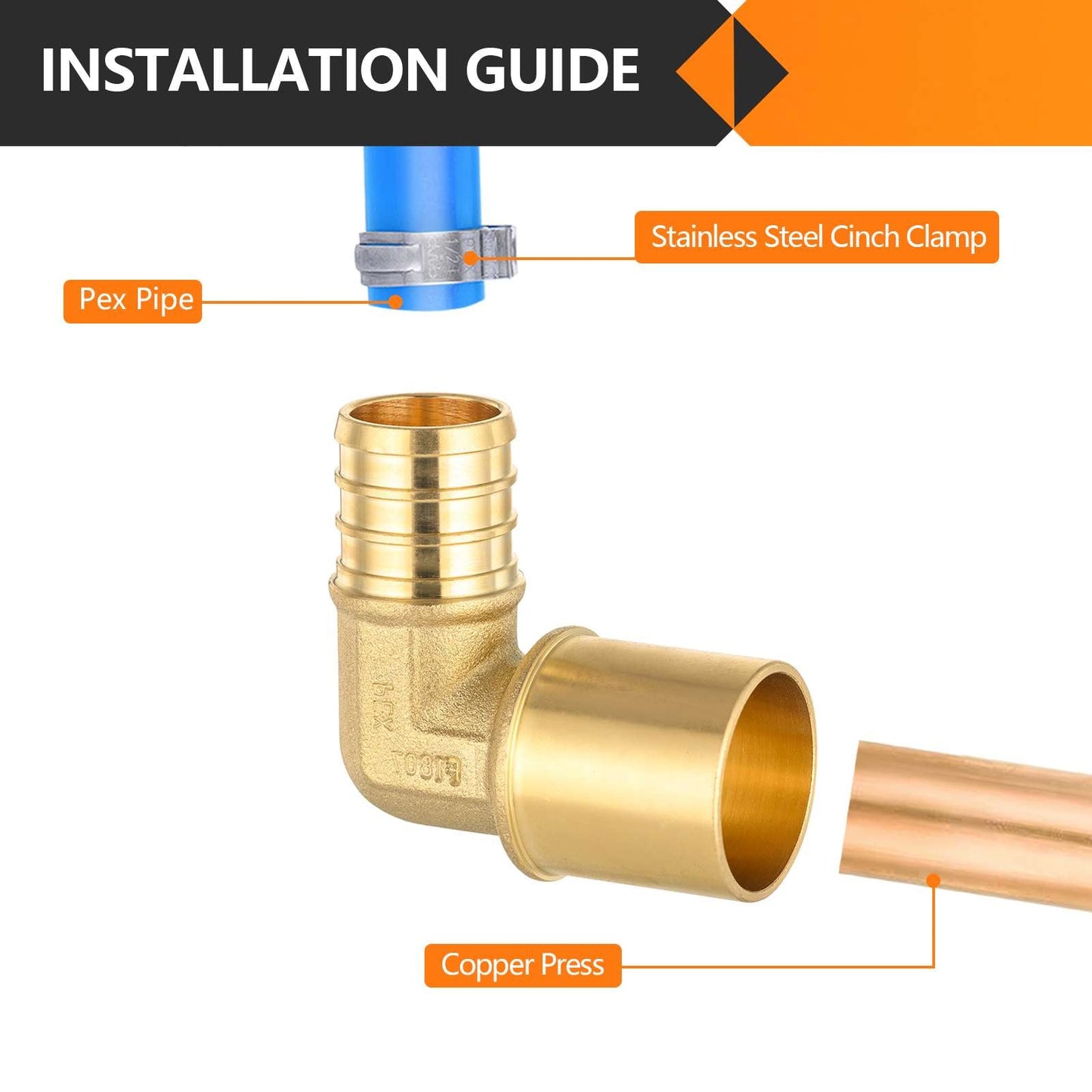 PEX-B Crimp 1/2" PEX x 3/4" Male Copper Sweat Elbow (Lead Free)
