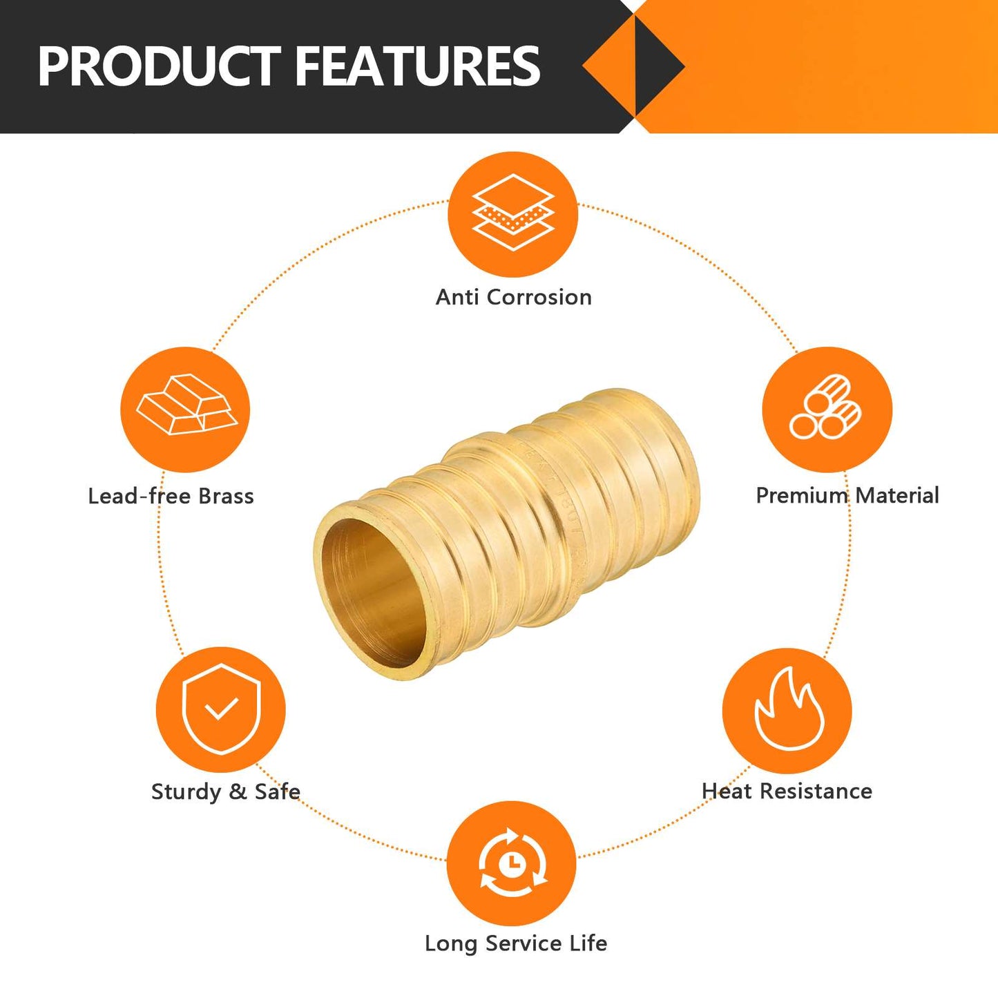 PEX-B Crimp 1" PEX x 1" PEX Coupling (Lead Free)