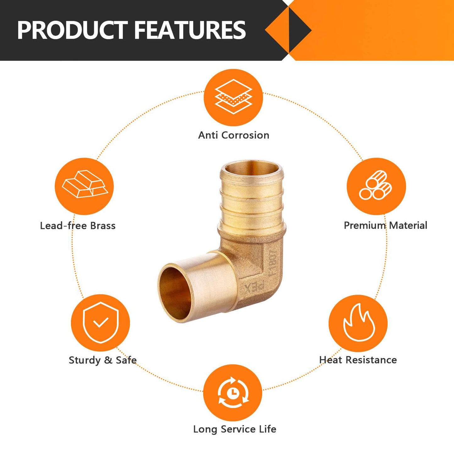 PEX-B Crimp 3/4" PEX x 3/4" Male Copper Sweat Elbow (Lead Free)