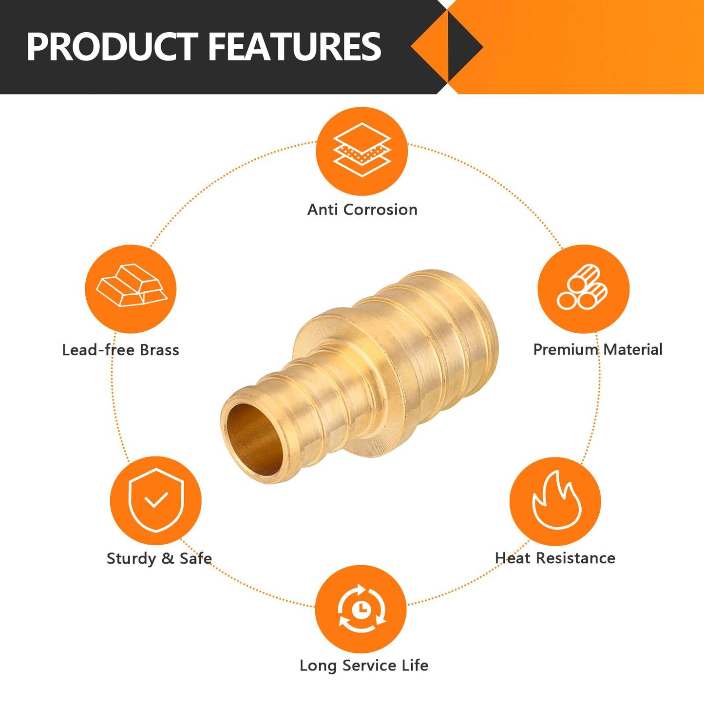 PEX-B Crimp 3/4" PEX x 1/2" PEX Coupling (Lead Free)