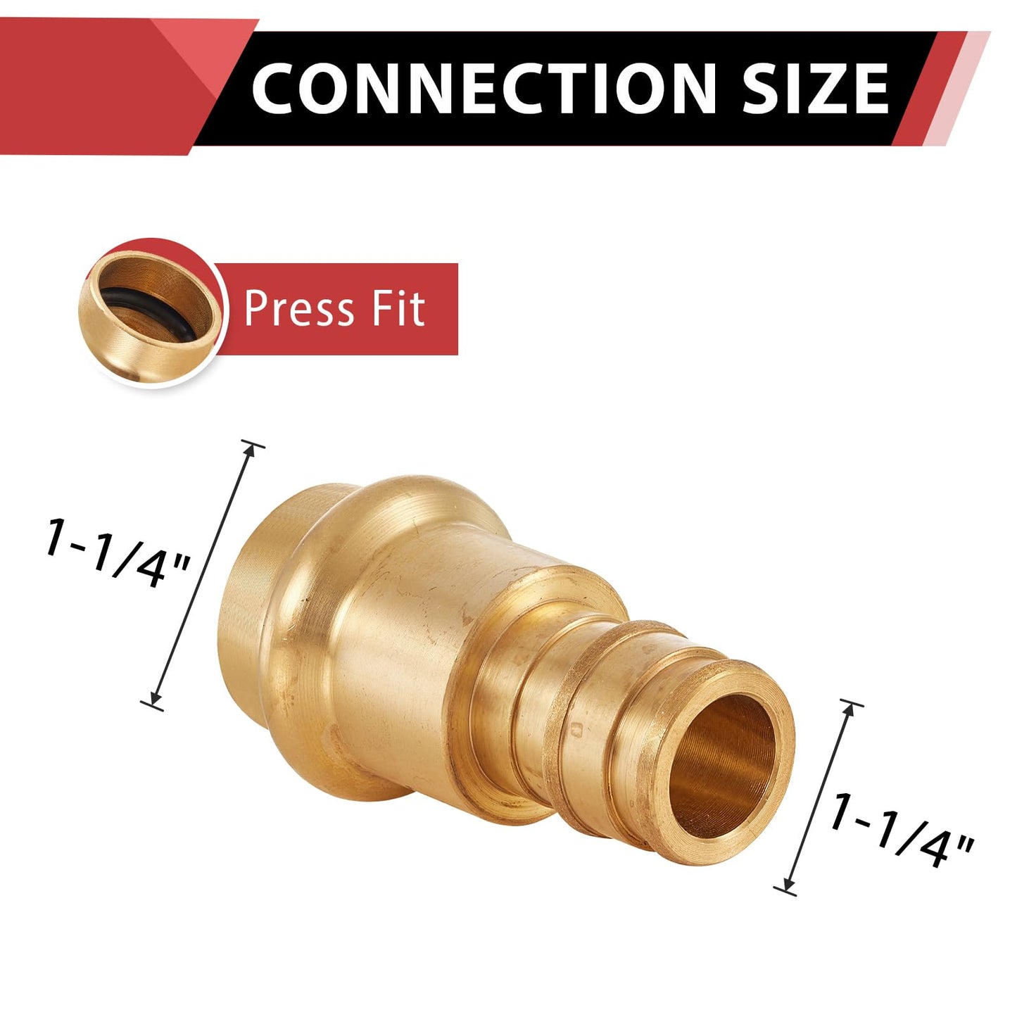 1-1/4" Press x 1-1/4" PEX Expansion Brass Adapter (Lead Free)