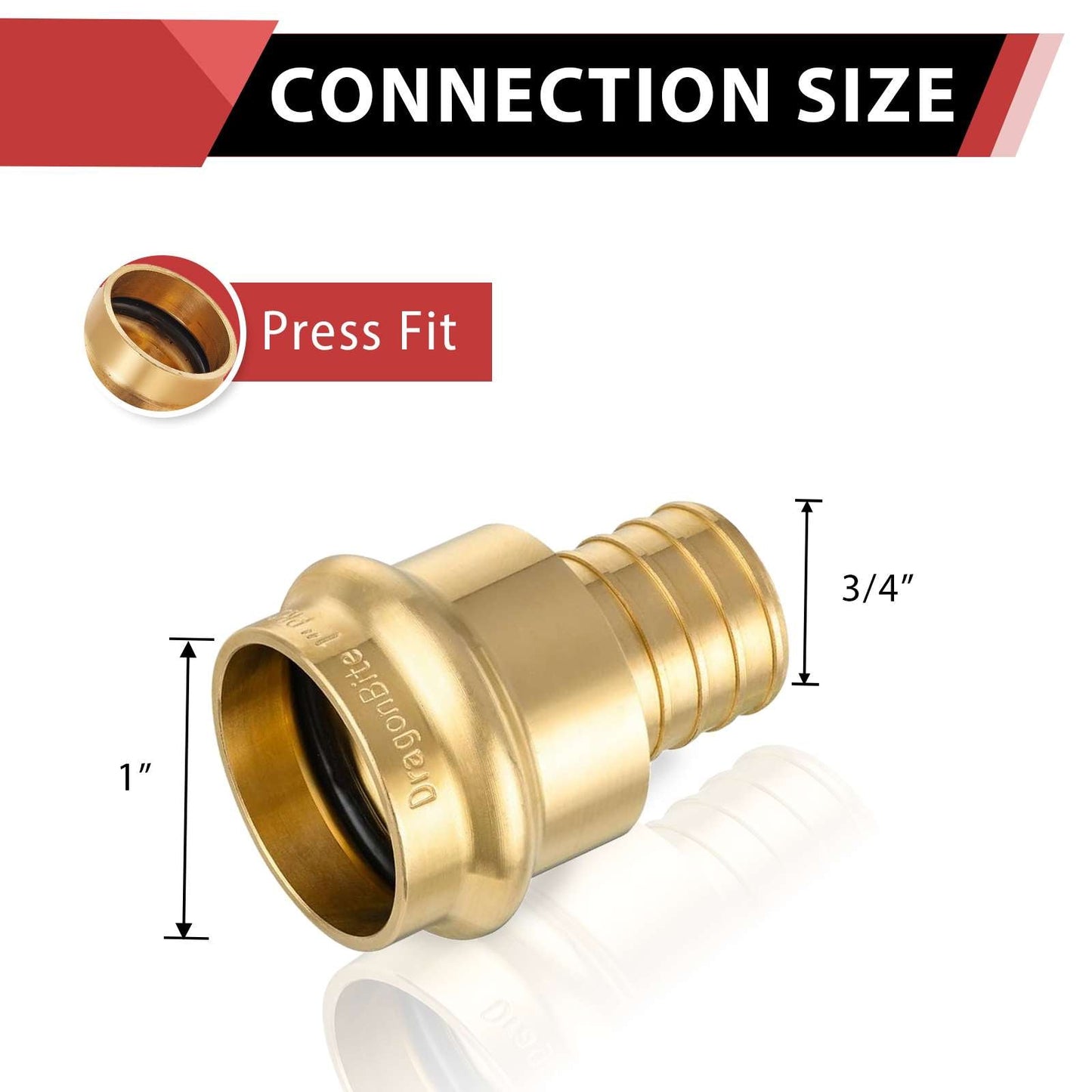 30 Pcs 1" Press x 3/4" PEX Crimp Brass Adapter (Lead Free)