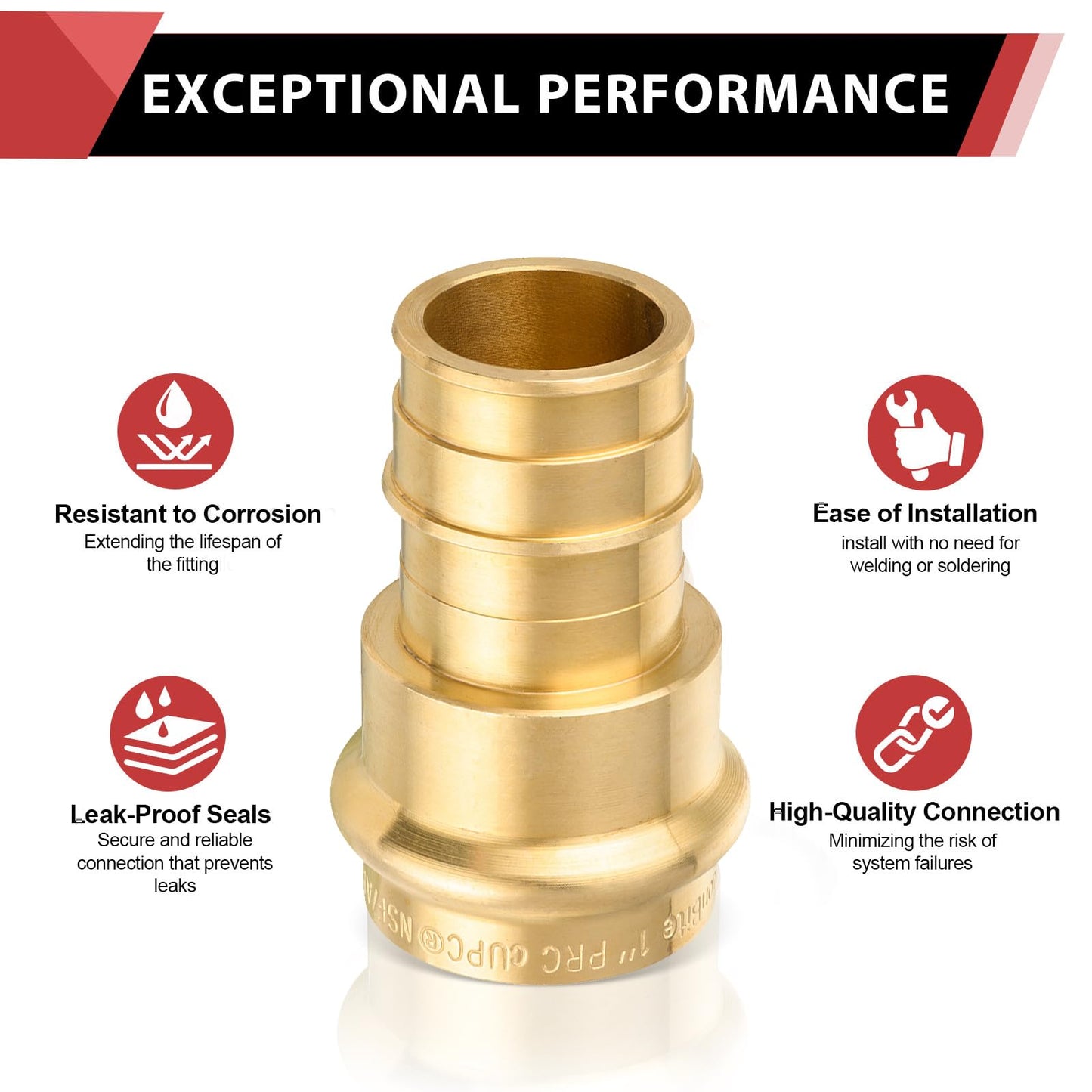 30 Pcs 2" Press x 2" PEX Expansion Brass Adapter (Lead Free)