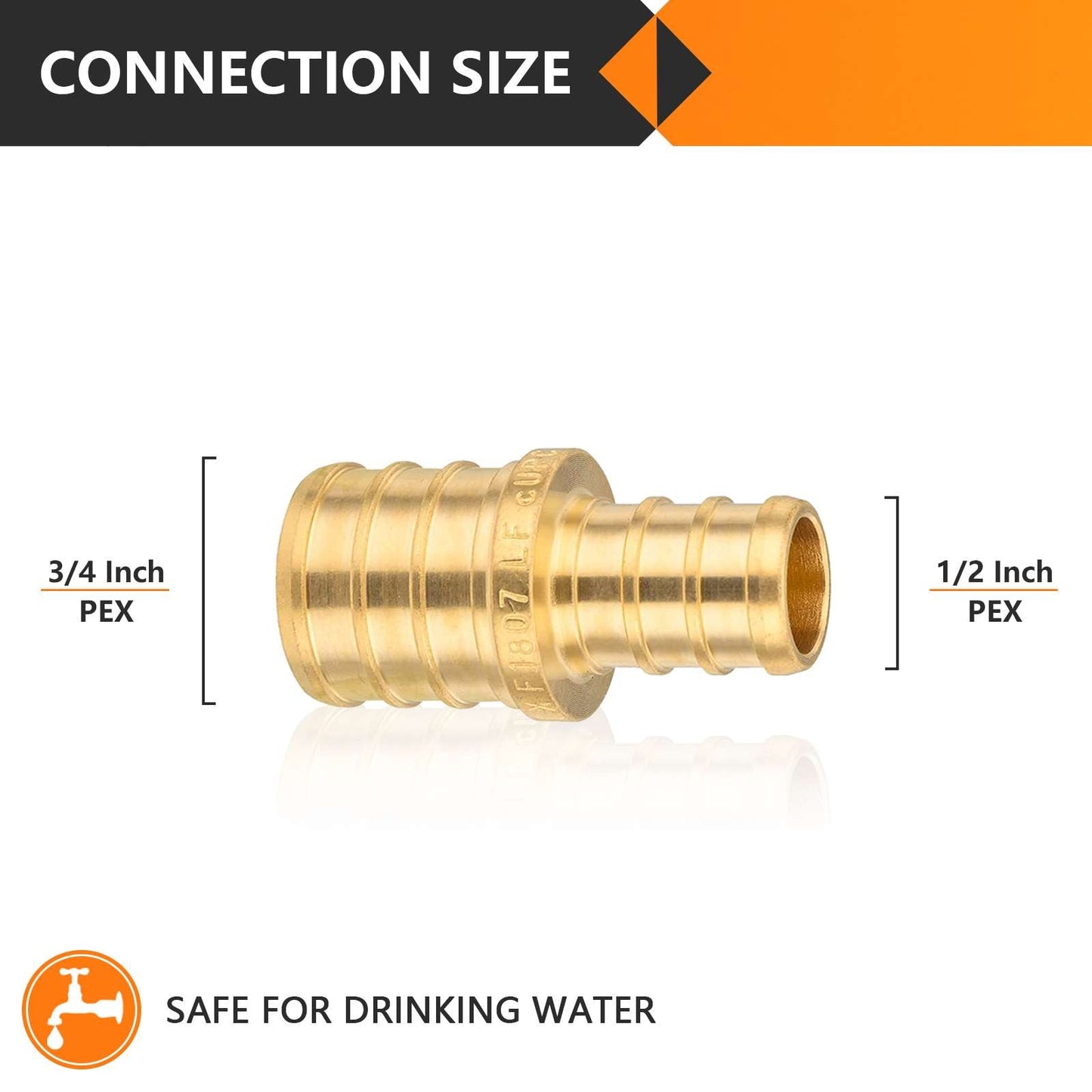 PEX-B Crimp 3/4" PEX x 1/2" PEX Coupling (Lead Free)