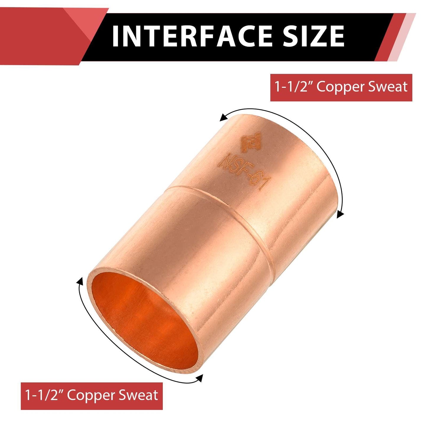 30 Pcs 1-1/2" Copper Coupling With Rolled Stop at Wholesale Price