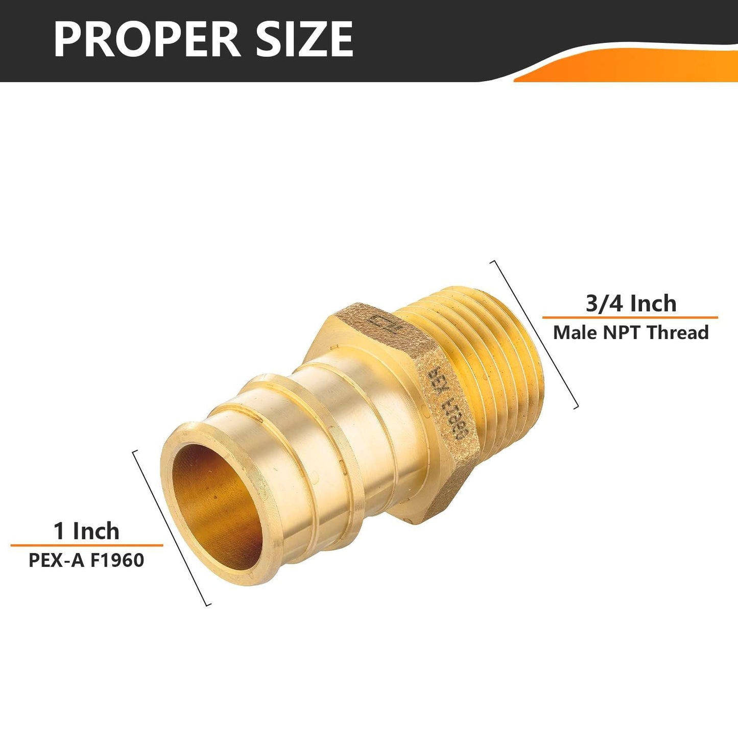 30 Pcs PEX A Expansion 1" PEX x 3/4" Male Threaded F1960 Adapter Wholesale