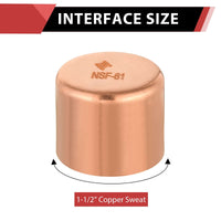 1-1/2" Solder Copper Pipe End Cap (Plug) Plumbingsell
