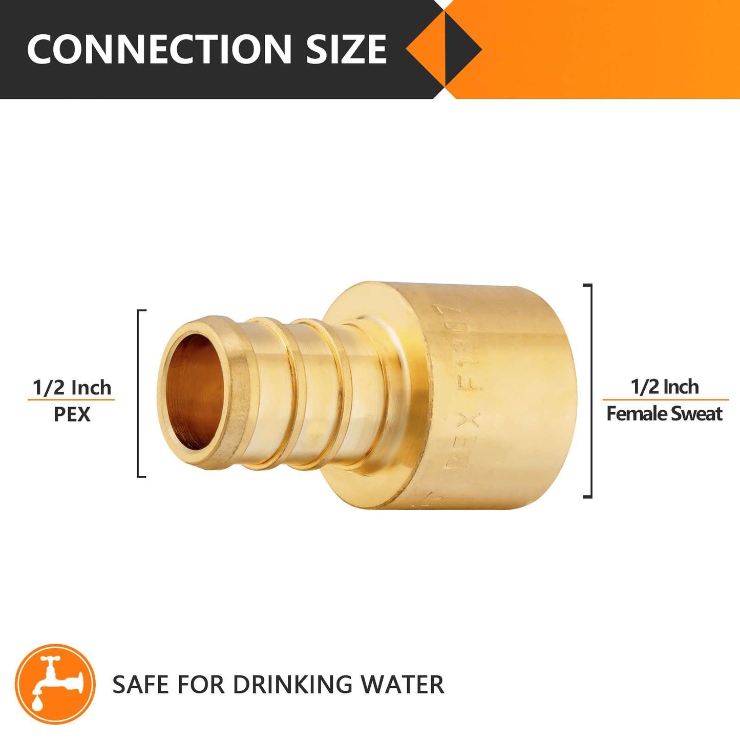 PEX-B Crimp 1" x 1" Female Sweat Adapter (Lead Free)