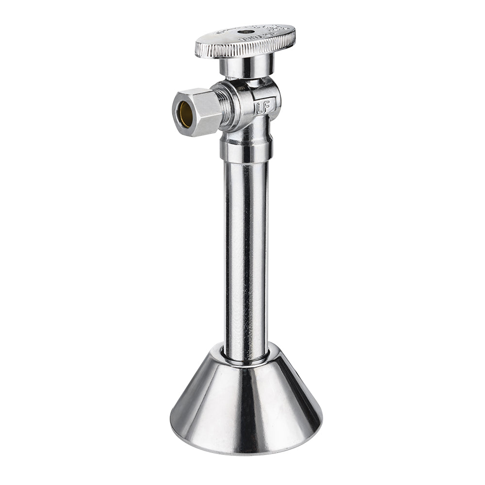 10 Pcs 1/2" Sweat x 3/8" OD Compr. Angle Stop Valve, w/5" Angle Extension, 1/4-Turn (Lead Free)