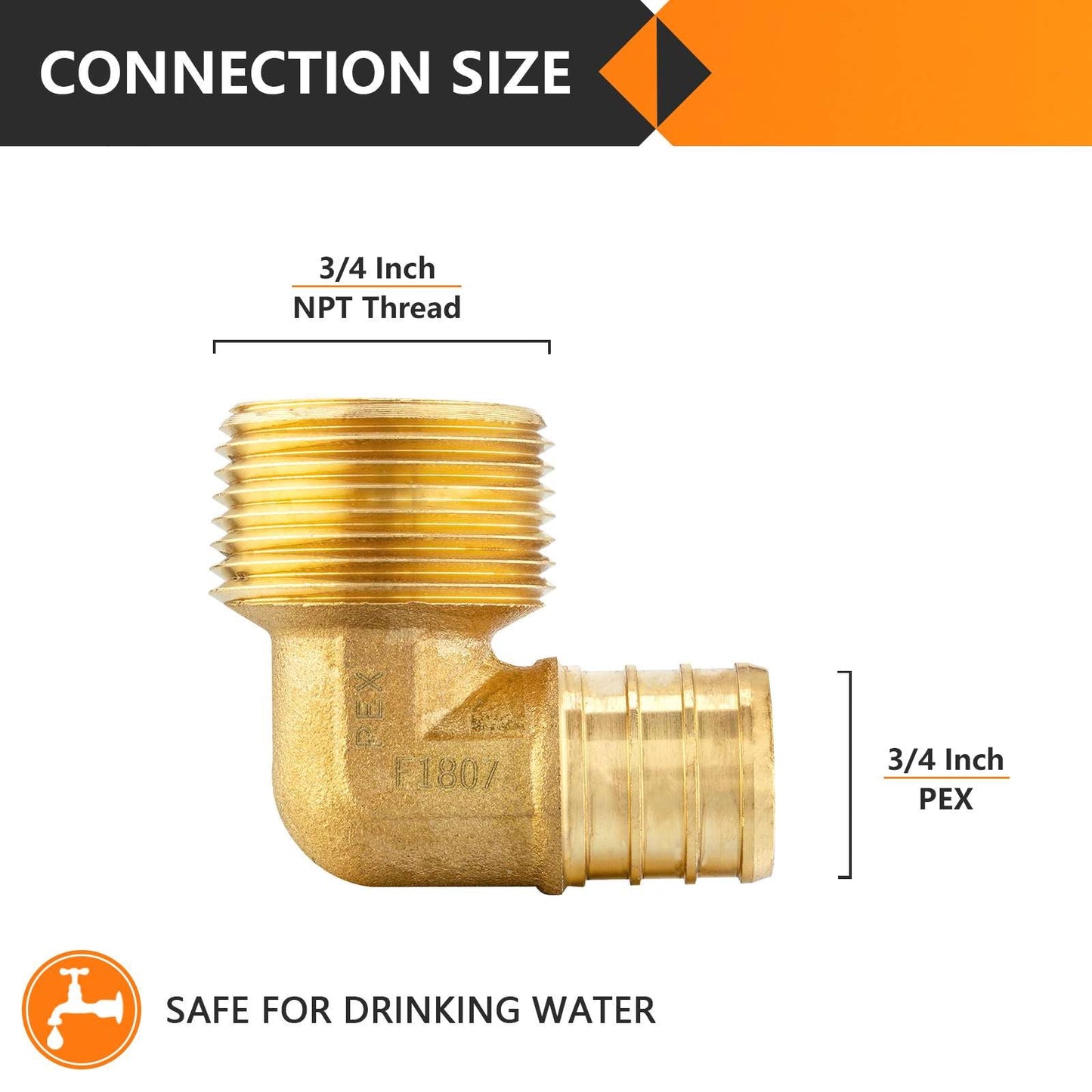 PEX-B Crimp 3/4" PEX x 3/4" Male Threaded Elbow (Lead Free)