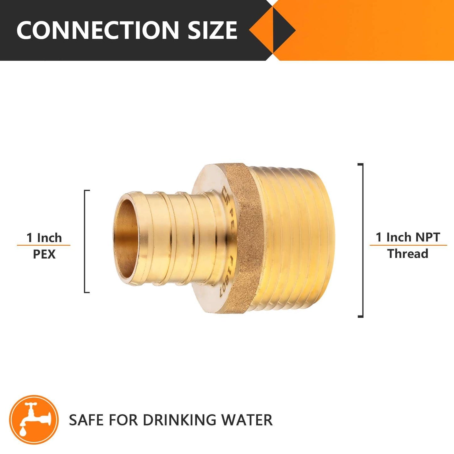PEX-B Crimp 1" PEX x 1" NPT Male Threaded Adapter (Lead Free)