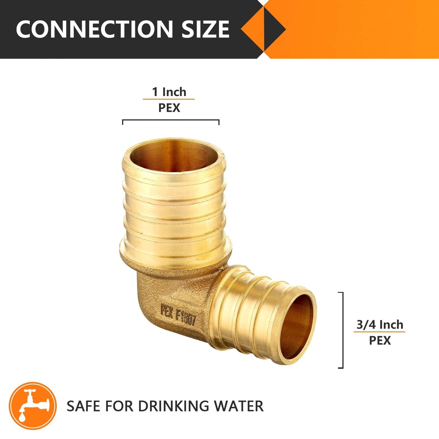 PEX-B Crimp Elbow 3/4" PEX x 1" PEX (Lead Free)
