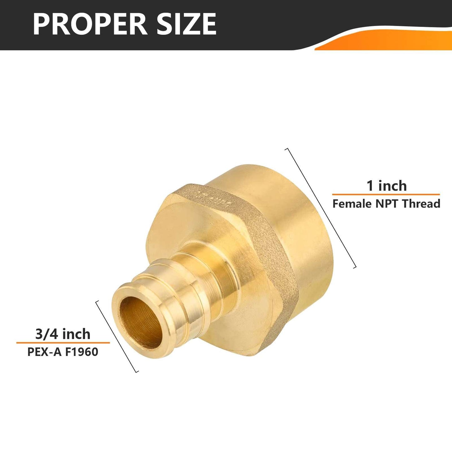 PEX A Expansion 3/4" PEX x 1" Female Threaded F1960 Adapter (Lead Free)