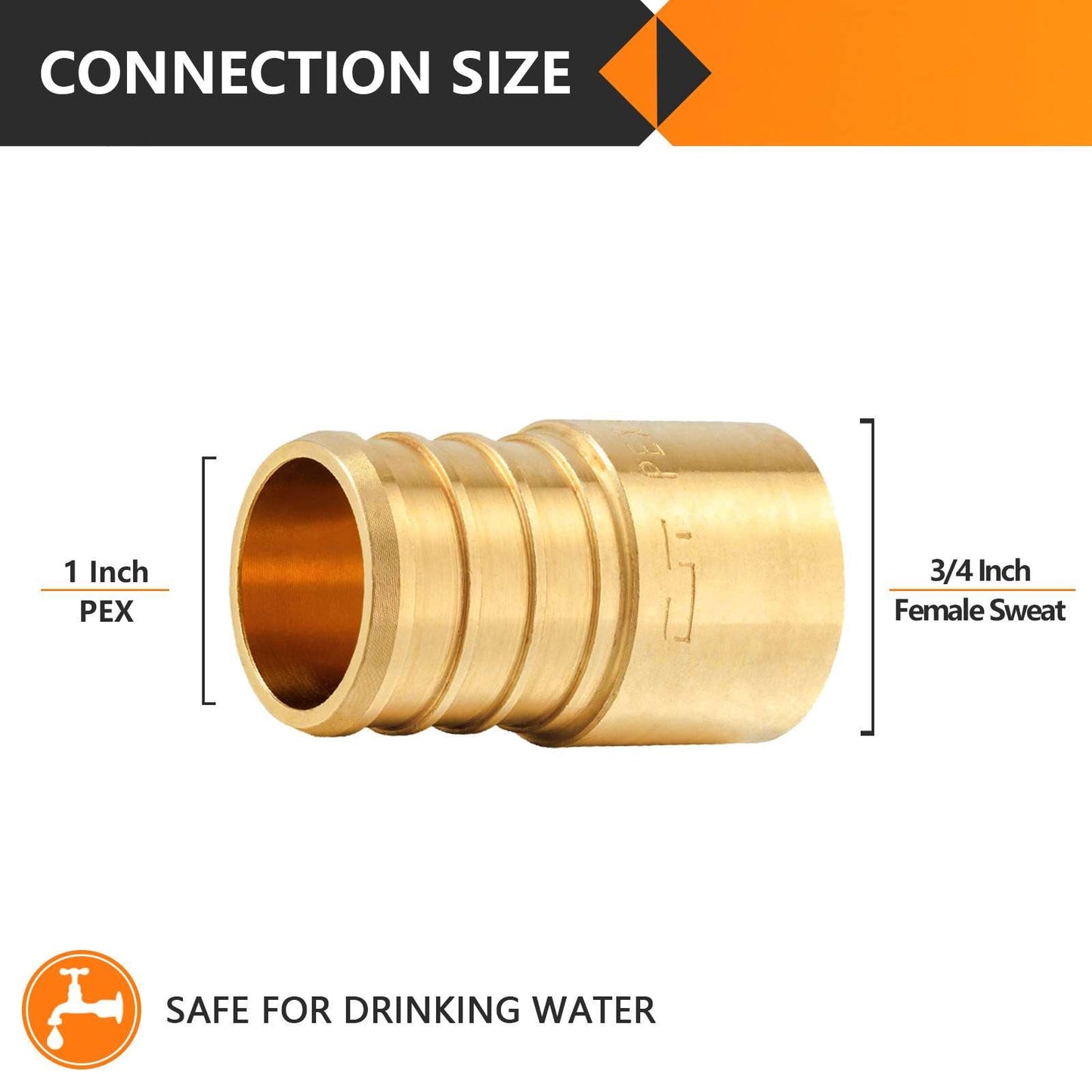 PEX-B Crimp 1" PEX x 3/4" Female Copper Sweat Sweat Coupling (Lead Free)