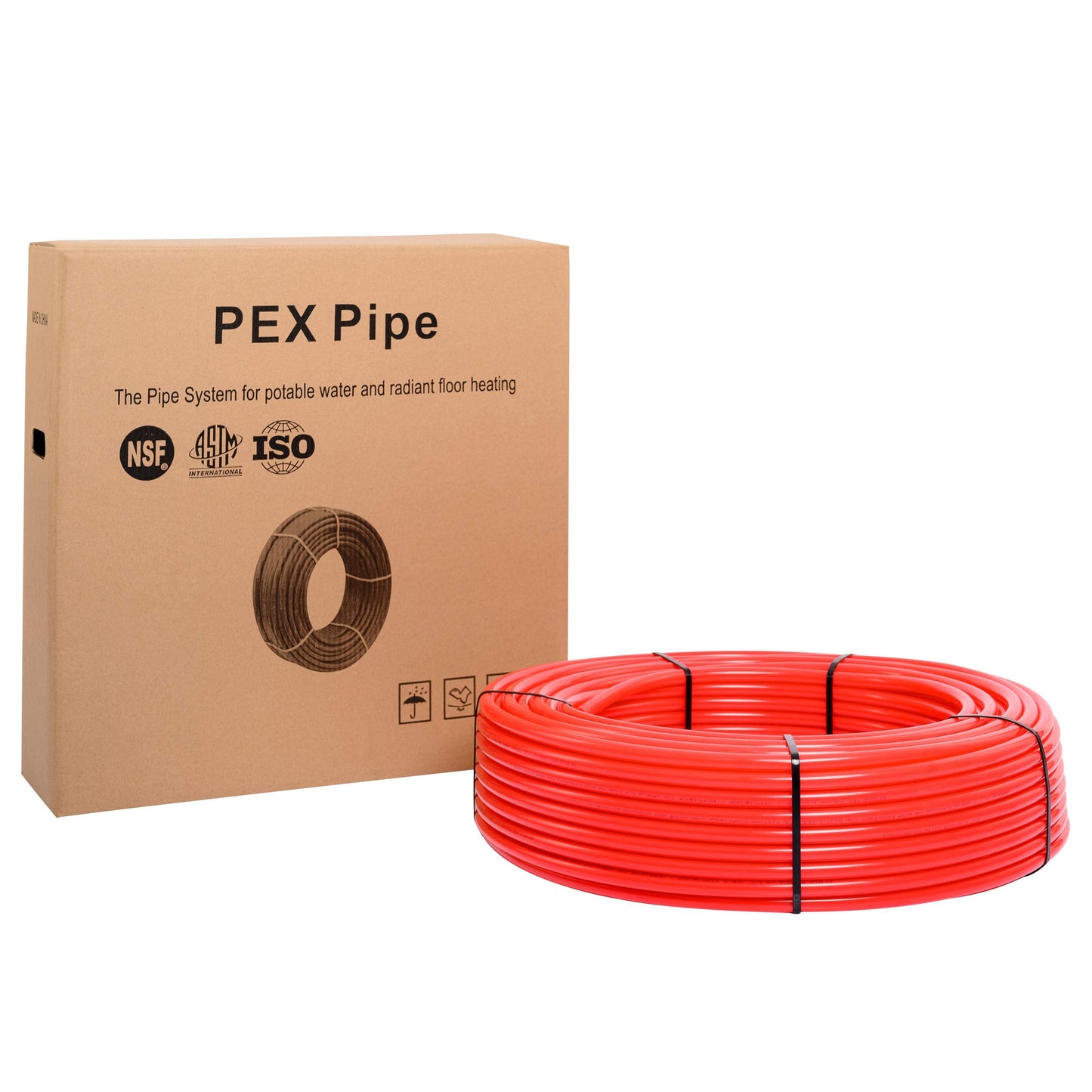 1/2" Oxygen BarrieRed PEX-B Pipe 300ft Length, Red Color, NSF Certified for Potable Water and Radiant Heating Applications