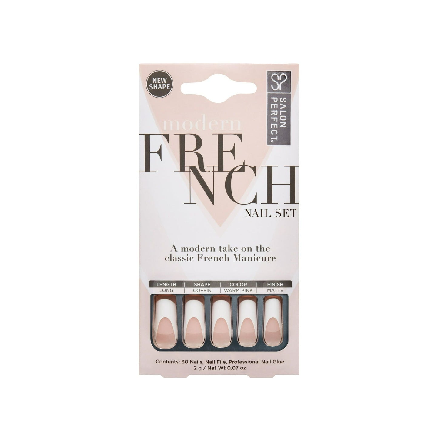 Salon Perfect Artificial Nails 156 Modern French Thick White Tip File & Glue Included 30 Nails EasyOptionXY LLC