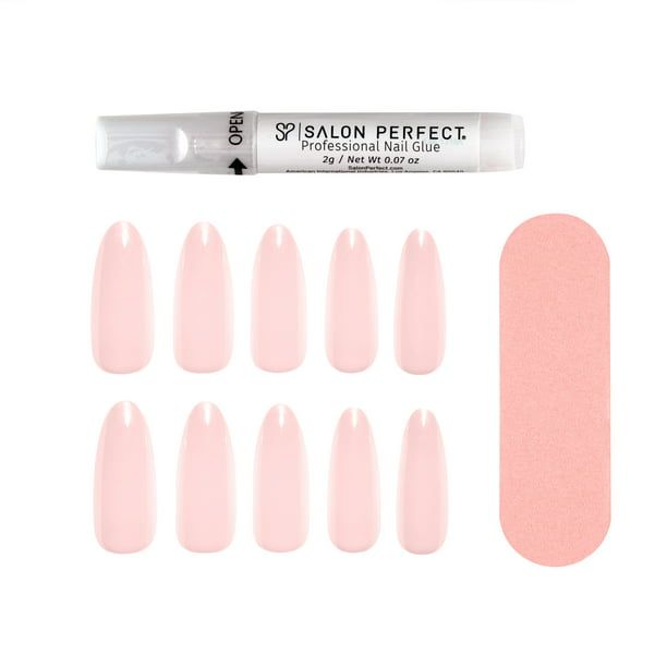 Salon Perfect Glazed Milky Pearlescense Pink Nail Set, File & Glue Included, 30 Pieces EasyOptionXY LLC