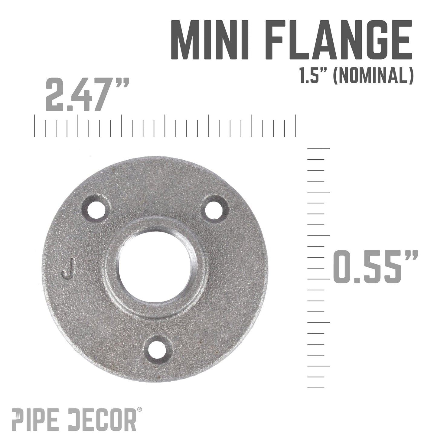 1/2 in. Black Mini Flange PIPE DECOR