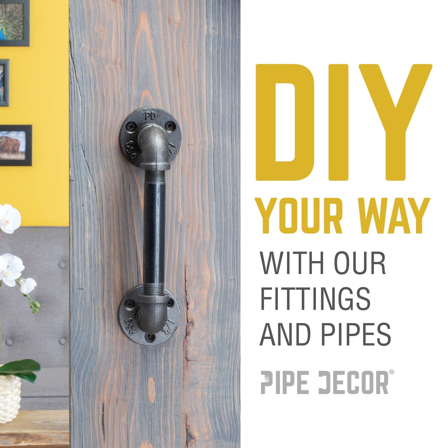 1/2 in. Black Mini Flange PIPE DECOR