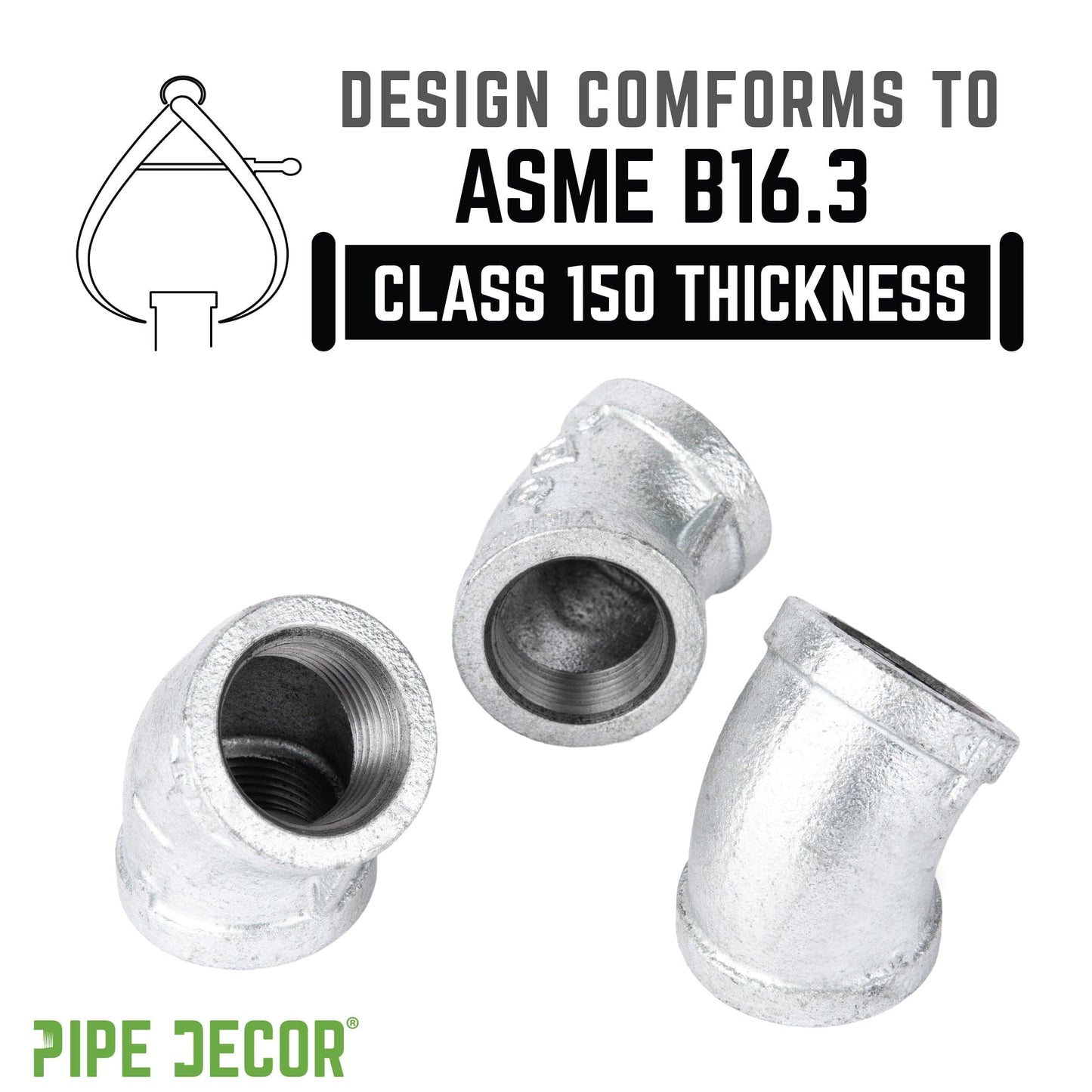 1 in. Galvanized Iron 45 Degree Elbow