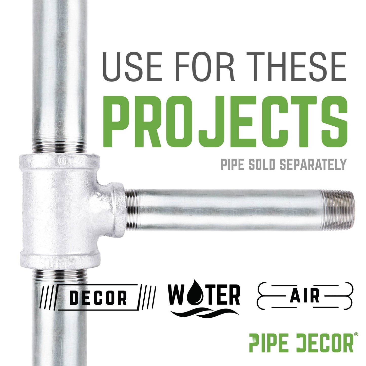 1/2 in. x 1/2 in. x 3/4 in. Galvanized Reducing Tee PIPE DECOR
