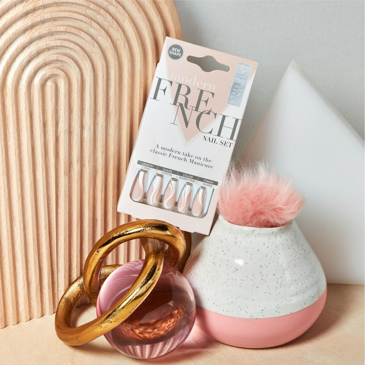 Salon Perfect Artificial Nails, 155 Modern French White Swirl, File & Glue Included, 30 Nails EasyOptionXY LLC