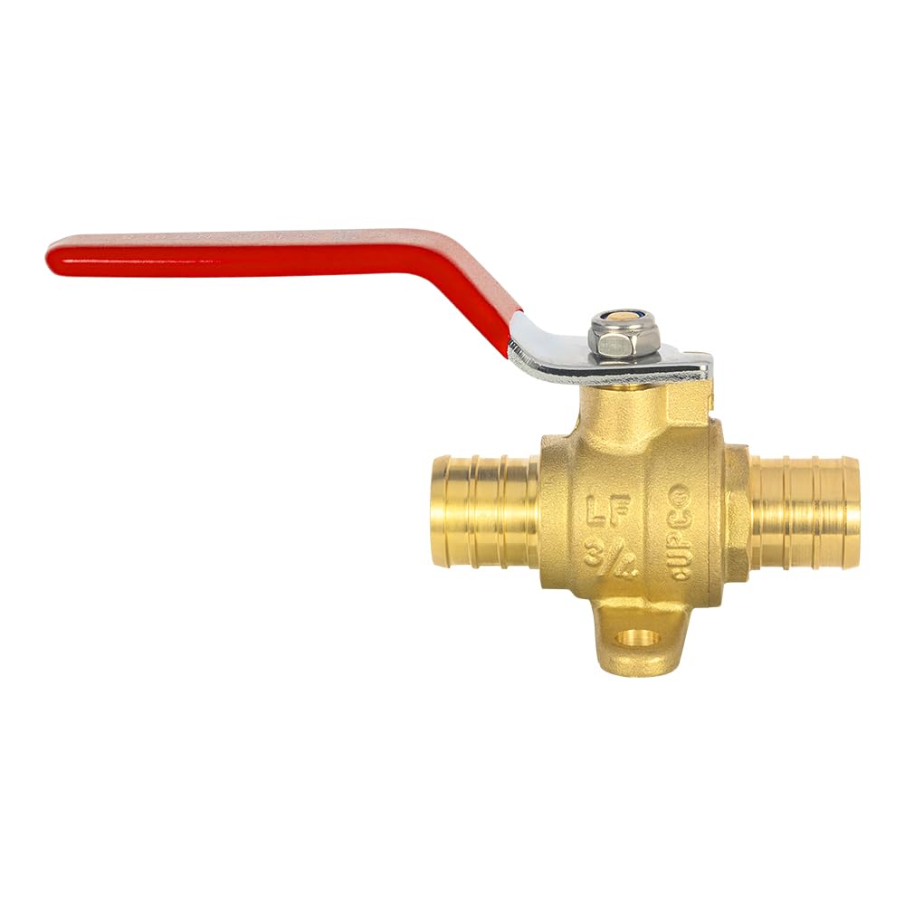 10 Pcs 3/4" PEX Crimp Drop Ear Ball Valve, Red (Lead Free)