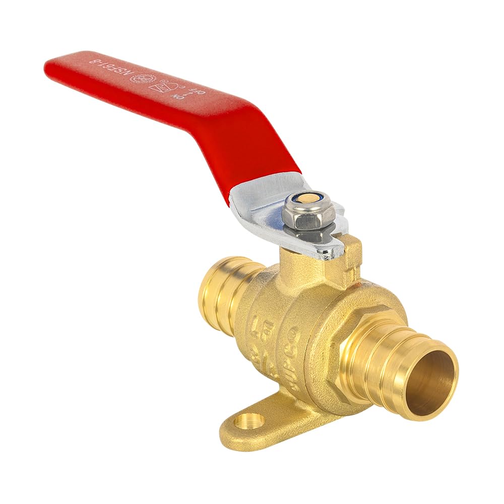 10 Pcs 3/4" PEX Crimp Drop Ear Ball Valve, Red (Lead Free)