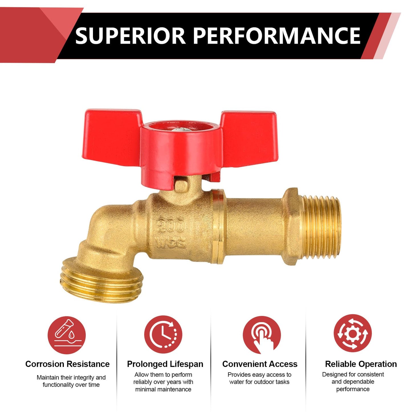 10 Pcs 3/4" MIP x 3/4" MHT Brass Hose Bibb (Lead Free) Plumbingsell