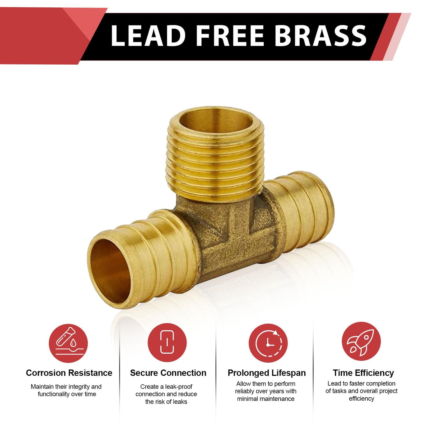 PEX-B Crimp Male Tee 3/4" PEX x 3/4" PEX x 1/2" Male Tee (Lead Free)